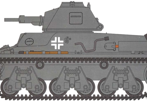 Танк Hotchkiss Pz.Kpfw.38H735 [f] - чертежи, габариты, рисунки